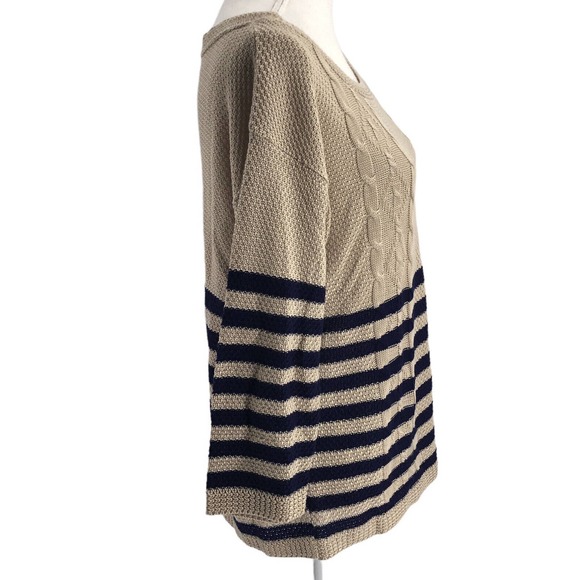 One A Womens Size Large Textured Knit Nautical Striped Sweater Boxy Fit Pullover - Picture 3 of 8